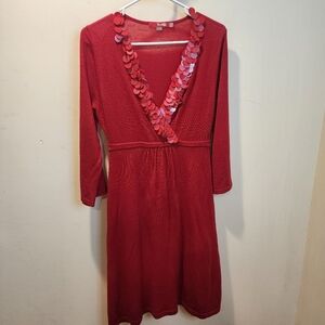 Boden Red Wool Dress with Sequin Accents Size 6